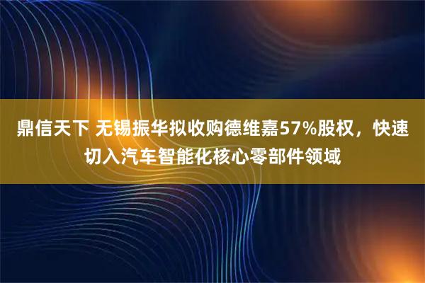 鼎信天下 无锡振华拟收购德维嘉57%股权，快速切入汽车智能化核心零部件领域