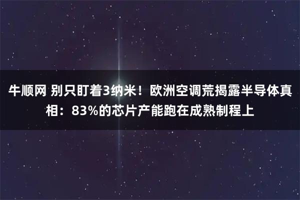 牛顺网 别只盯着3纳米！欧洲空调荒揭露半导体真相：83%的芯片产能跑在成熟制程上